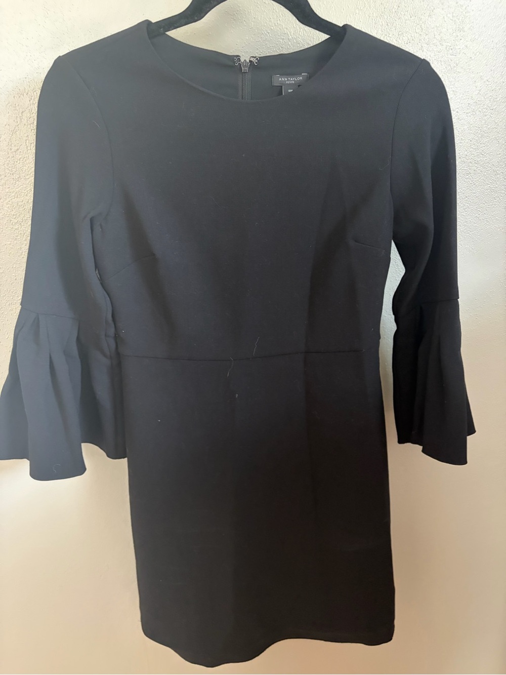 Ann Taylor Black Bell Sleeve Shift Dress
